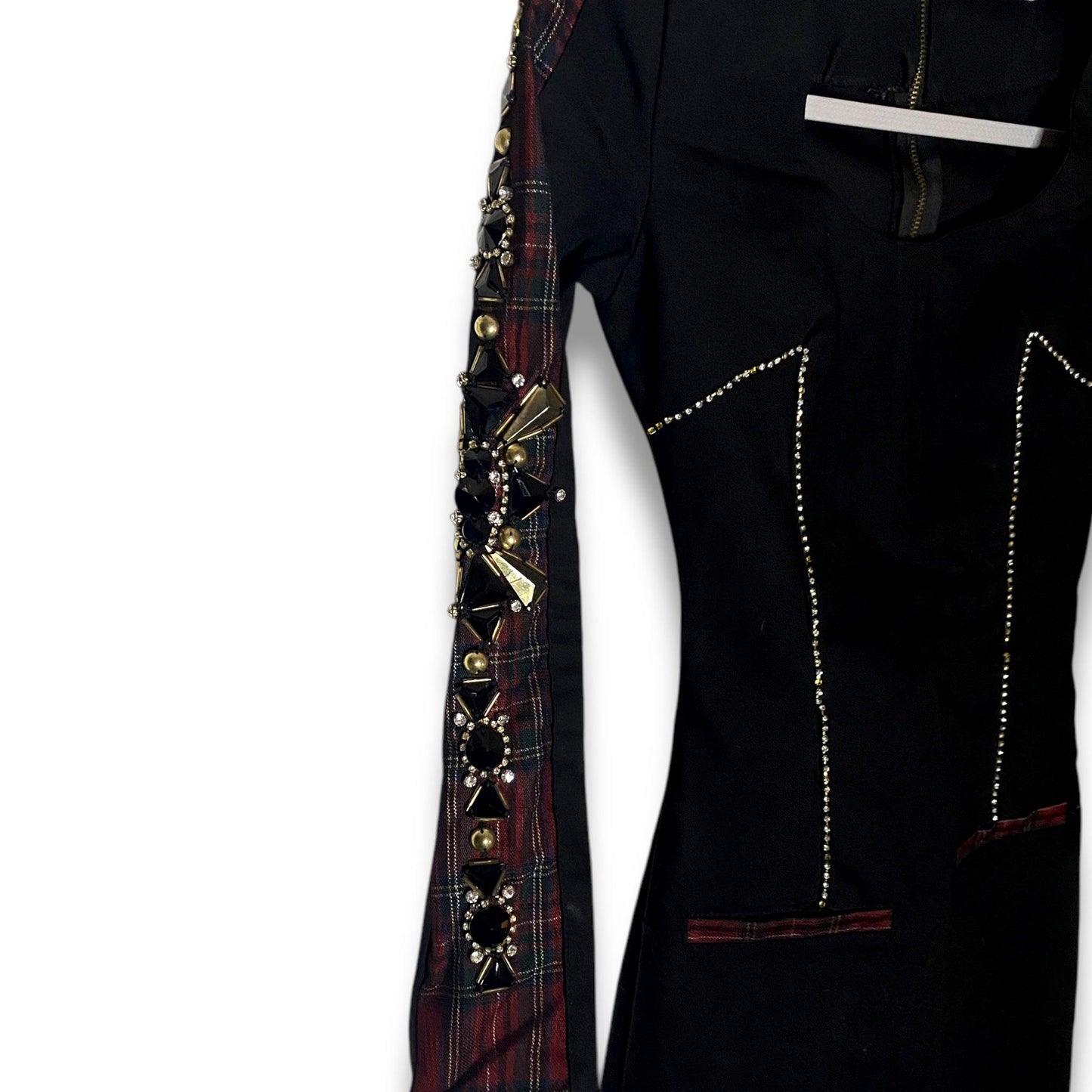 Vintage Mini Dress Bodycon Embellished Sleeves (XS) - Fashion Aftermath