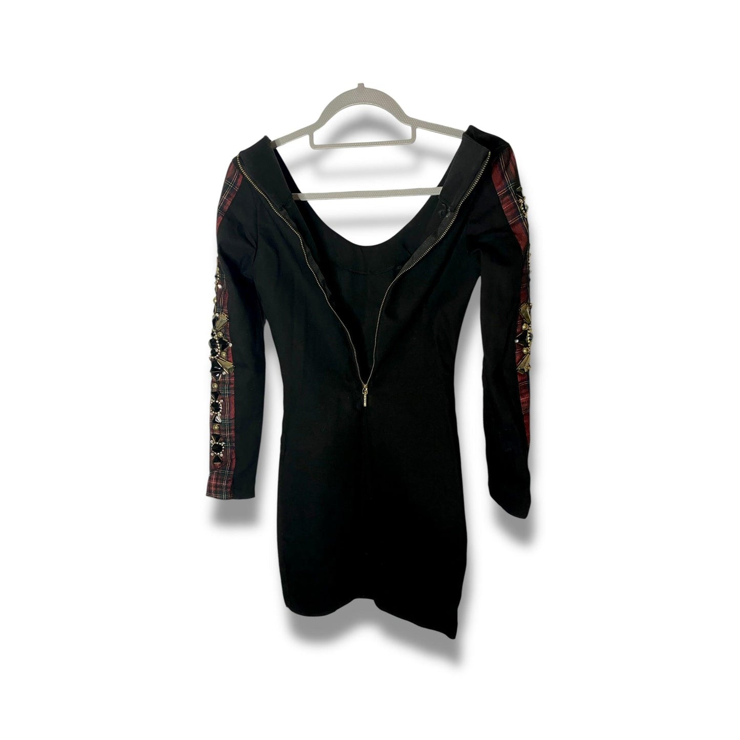Vintage Mini Dress Bodycon Embellished Sleeves (XS) - Fashion Aftermath