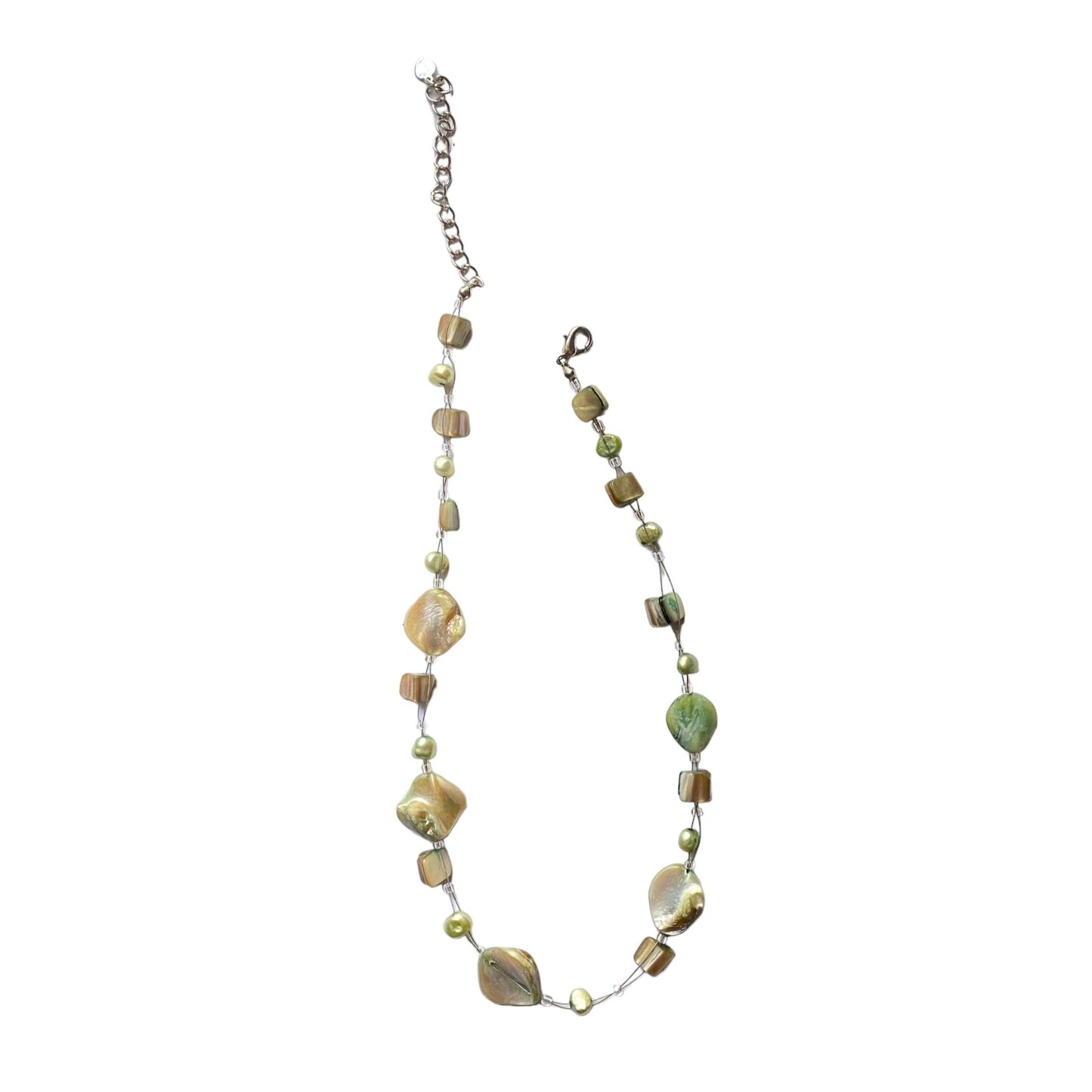 Vintage Chain Necklace Bracelet Silver Pearly Stones - Fashion Aftermath