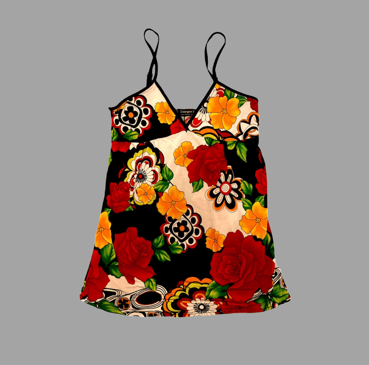 Y2K Camisole Spaghetti Top Flower Print (M) - Fashion Aftermath