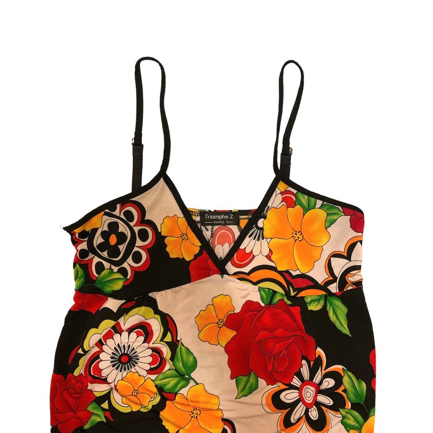 Y2K Camisole Spaghetti Top Flower Print (M) - Fashion Aftermath