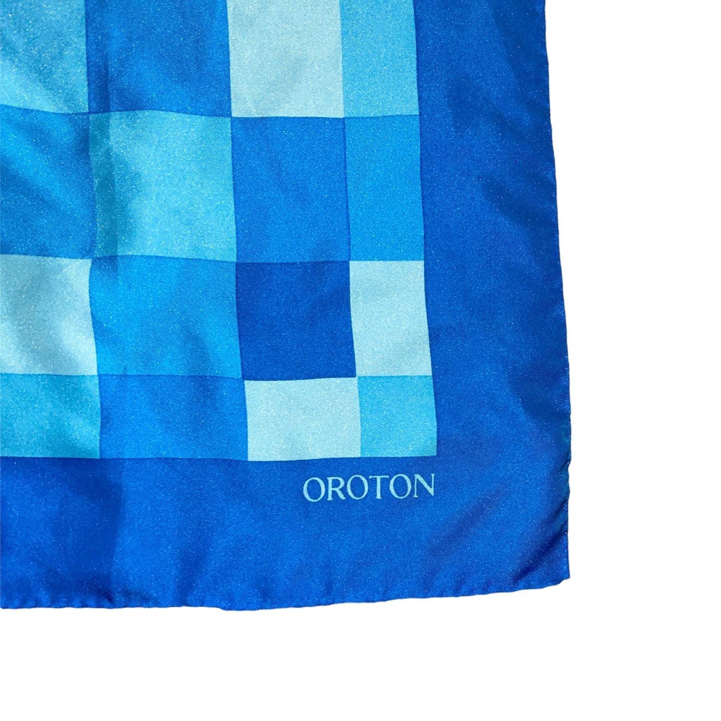 Vintage Scarf OROTON Blue Checkered - Fashion Aftermath