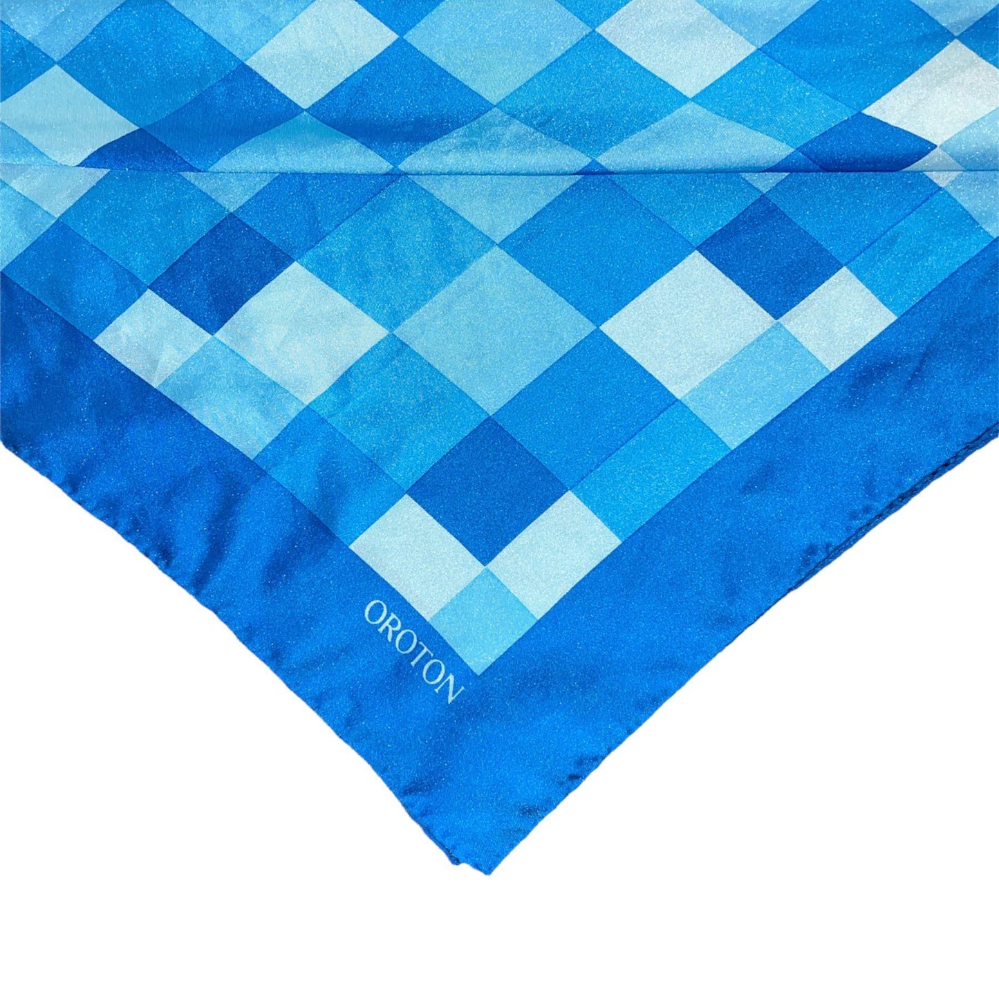 Vintage Scarf OROTON Blue Checkered - Fashion Aftermath