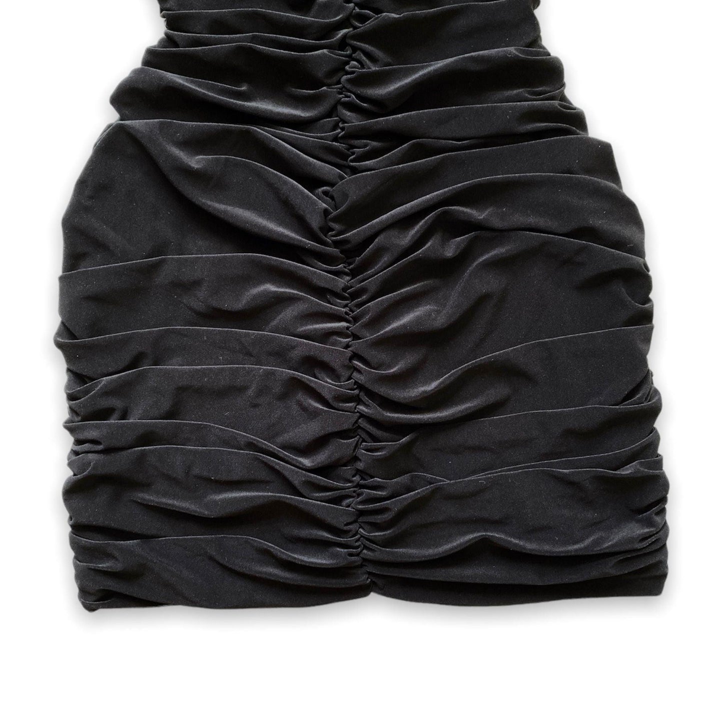 Black Dress Bodycon V-Neck Rushed (S) - Fashion Aftermath