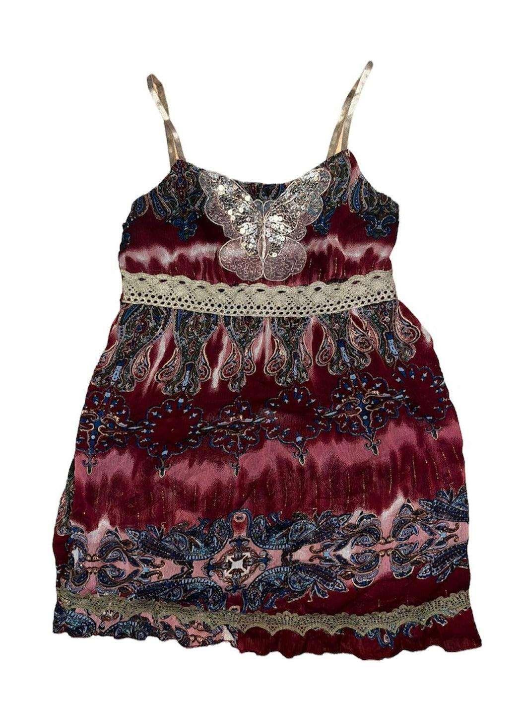 Y2K Cami Crop Top Women's Boho Butterfly (S) - Fashion Aftermath