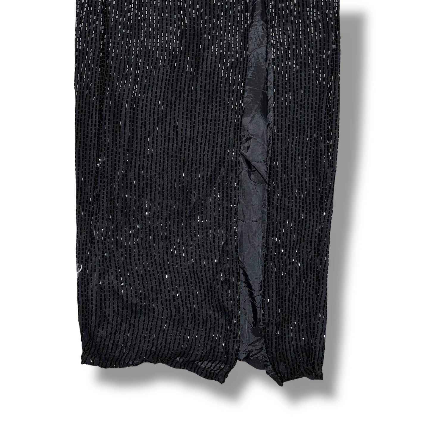 Luxury Vintage Dress Silk Black Tie Oleg Cassini (S)