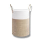 Laundry basket cotton clothing bag white beige