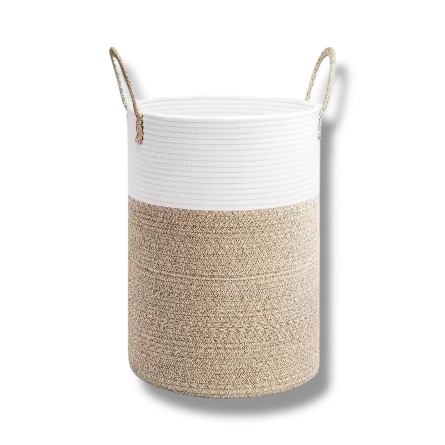 Laundry basket cotton clothing bag white beige