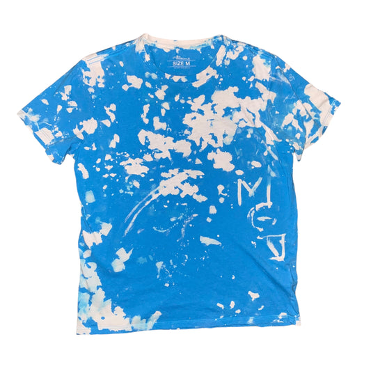 Upcycled Men's T-shirt Cotton Blue Ombre Size M - Fashion Aftermath