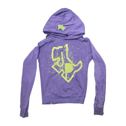 Y2K Hoodie Slim Fit Purple Cotton (XS)