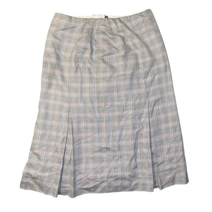 RIDELLA: Vintage Midi Skirt Grey Plaid Classy Business Casual (L) - Fashion Aftermath
