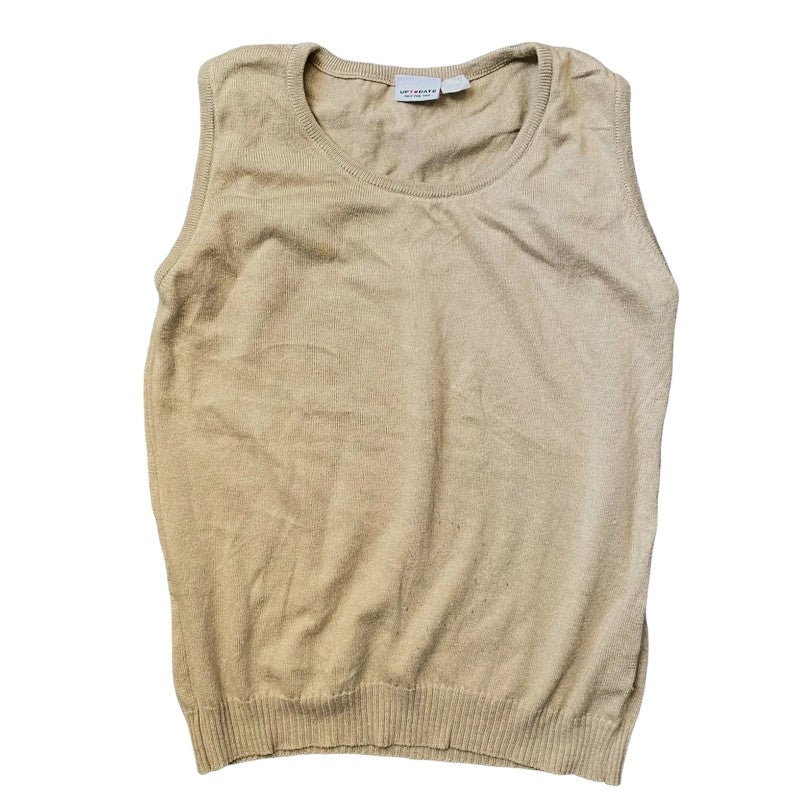 Vintage Vest Top Beige Tank shirt Cotton (M) - Fashion Aftermath
