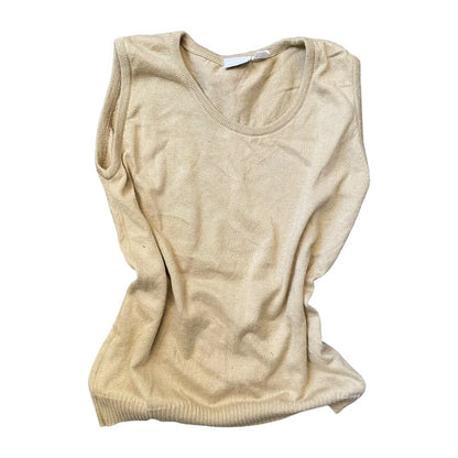 Vintage Vest Top Beige Tank shirt Cotton (M) - Fashion Aftermath