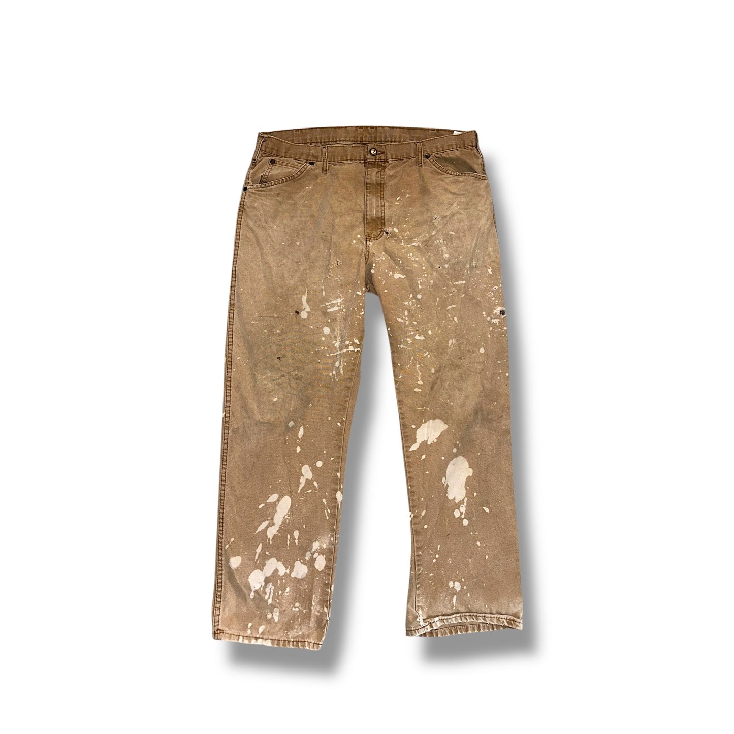 dickies carpenter jeans Men’s Work Trousers Carpenter Beige 38 X 30 Paint Dye