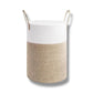 Laundry basket cotton clothing bag white beige
