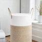 Laundry basket cotton clothing bag white beige