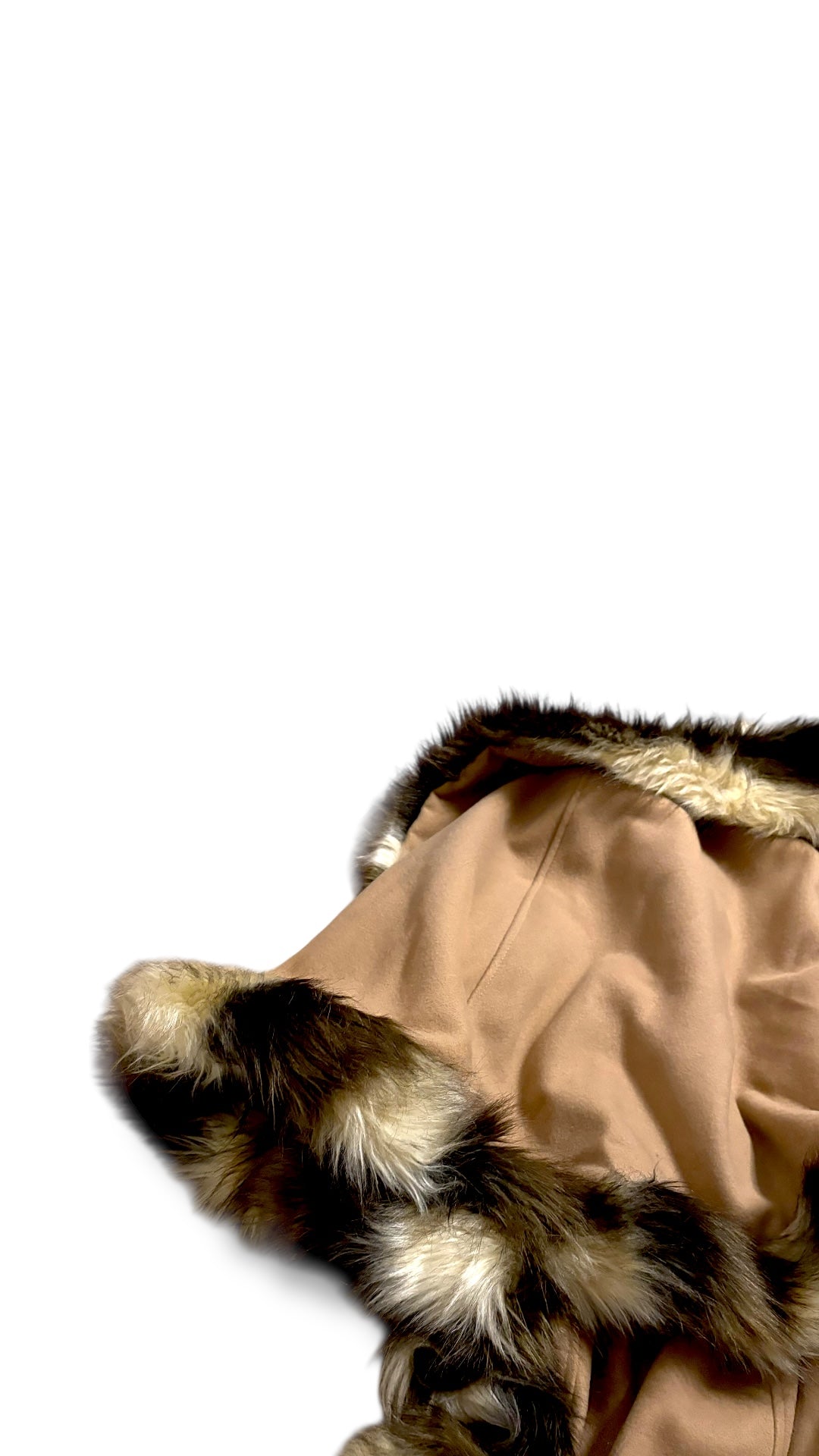 Beige Vintage ponchos Vest Jacket Fur imitation (S-L)