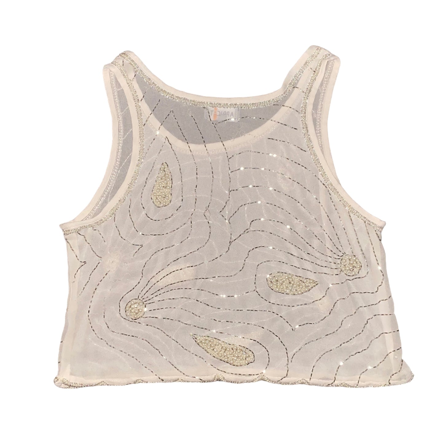 Y2K Tank Top Sequin Cream Apricot (L) - Fashion Aftermath