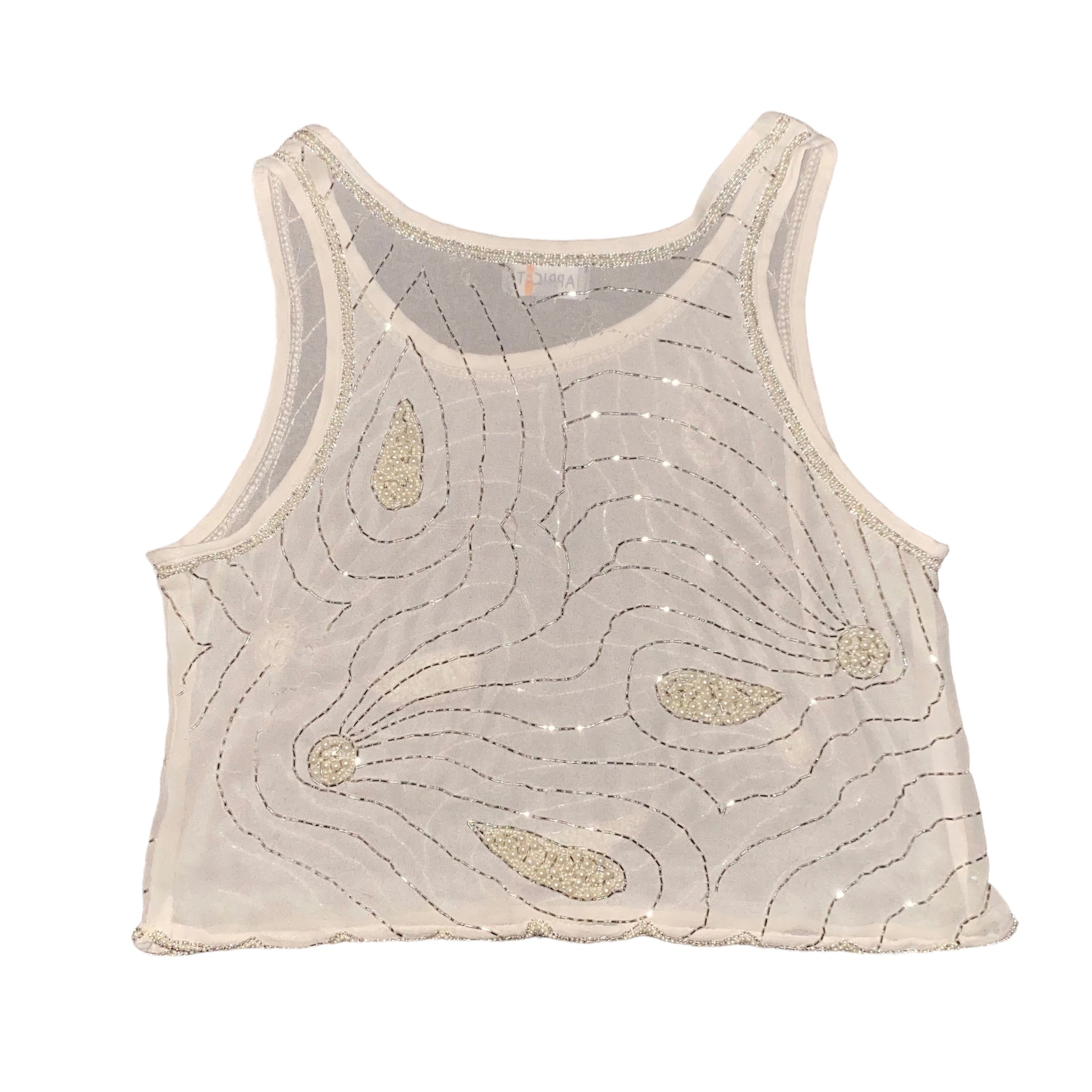Y2K Tank Top Sequin Cream Apricot (L) - Fashion Aftermath