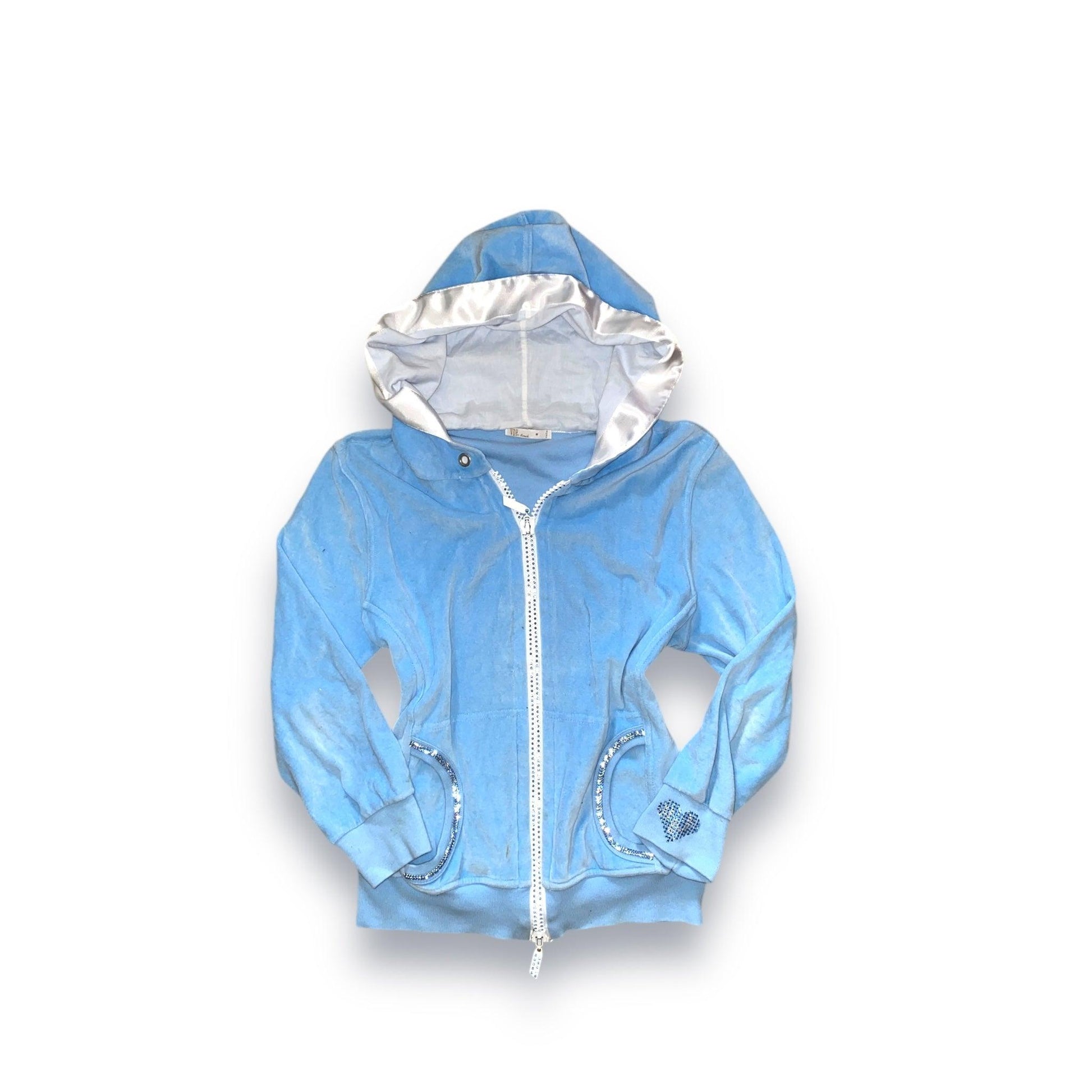 Y2K Sweatshirt Velour Baby Blue (XS/S) - Fashion Aftermath