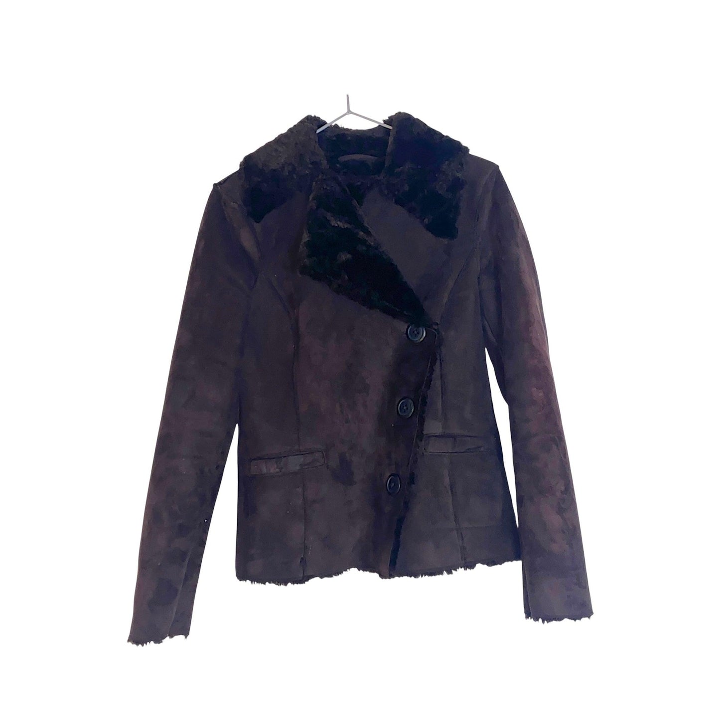 Y2K Jacket Afghan Coat Suede Brown (S) - Fashion Aftermath