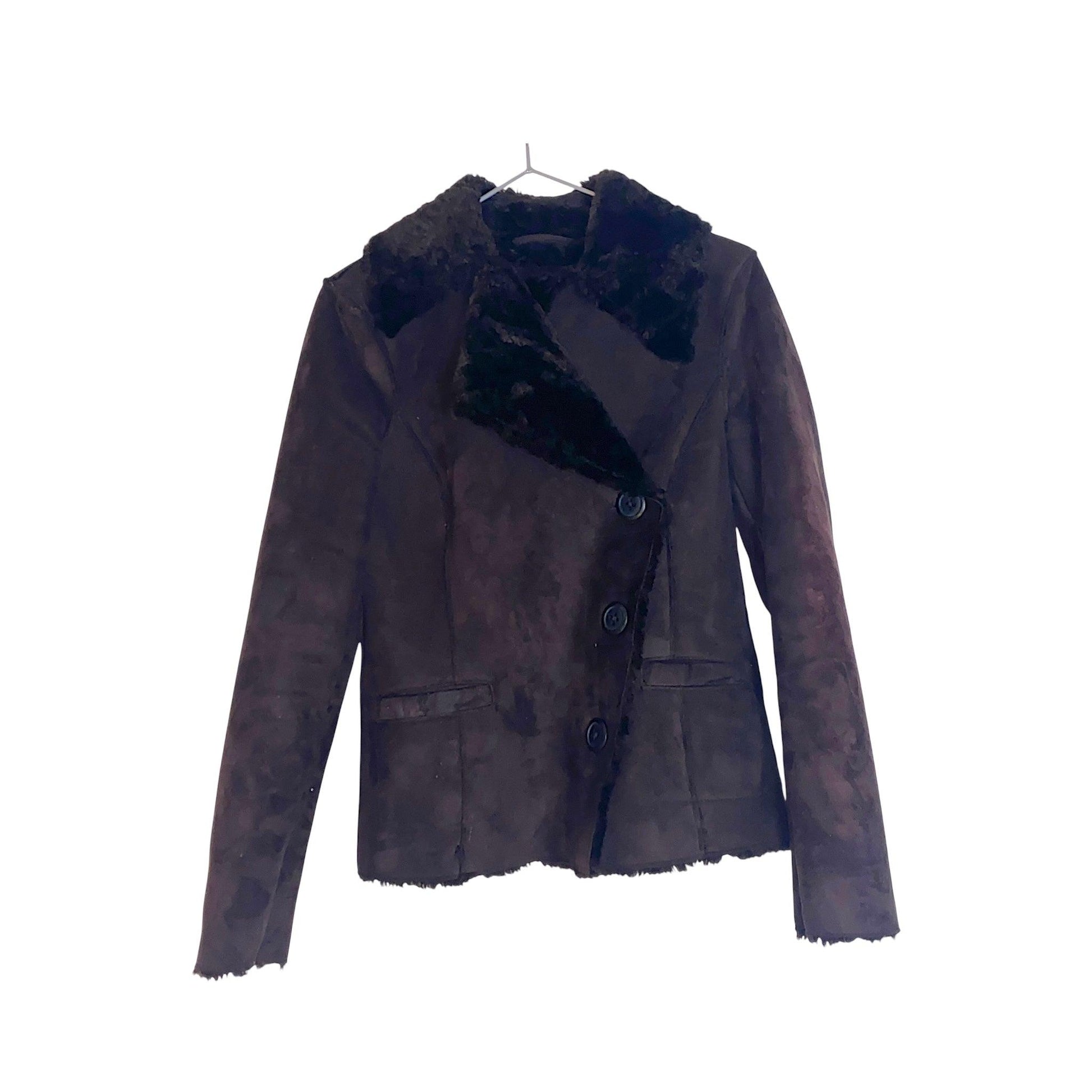 Y2K Jacket Afghan Coat Suede Brown (S) - Fashion Aftermath