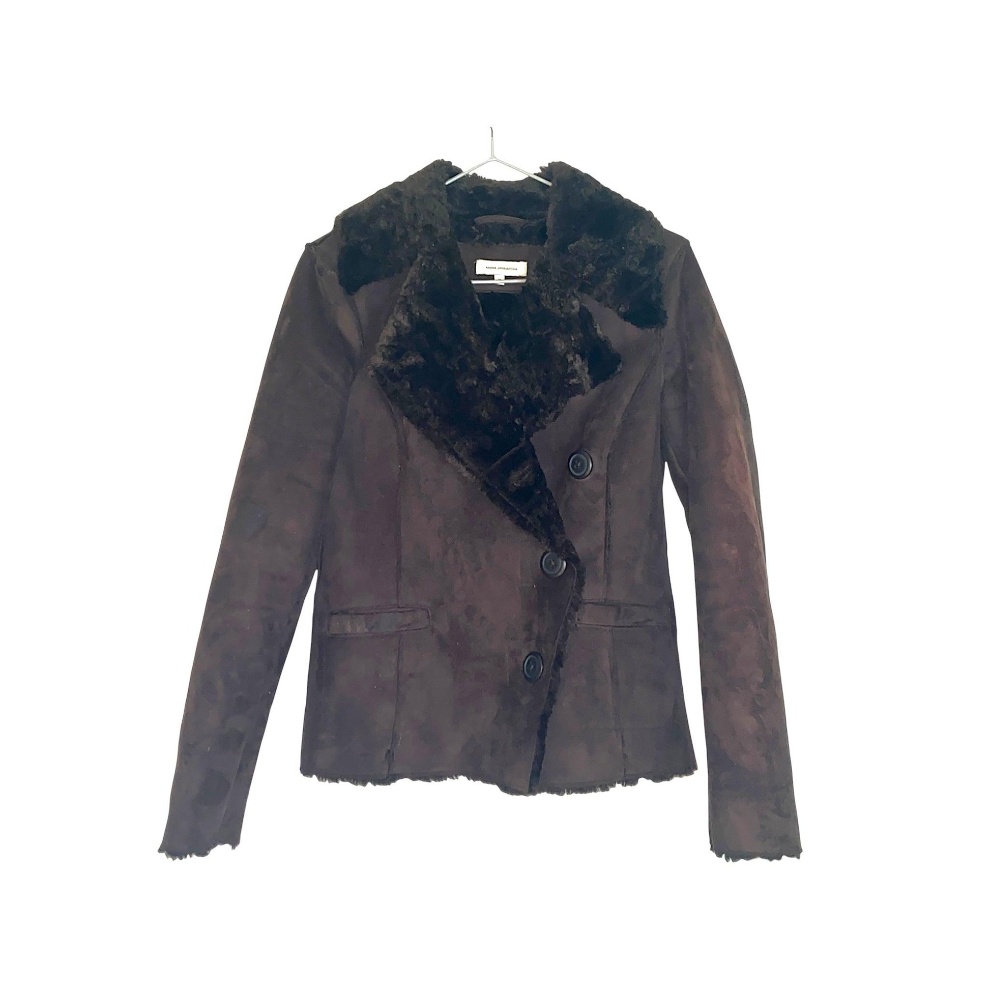 Y2K Jacket Afghan Coat Suede Brown (S) - Fashion Aftermath