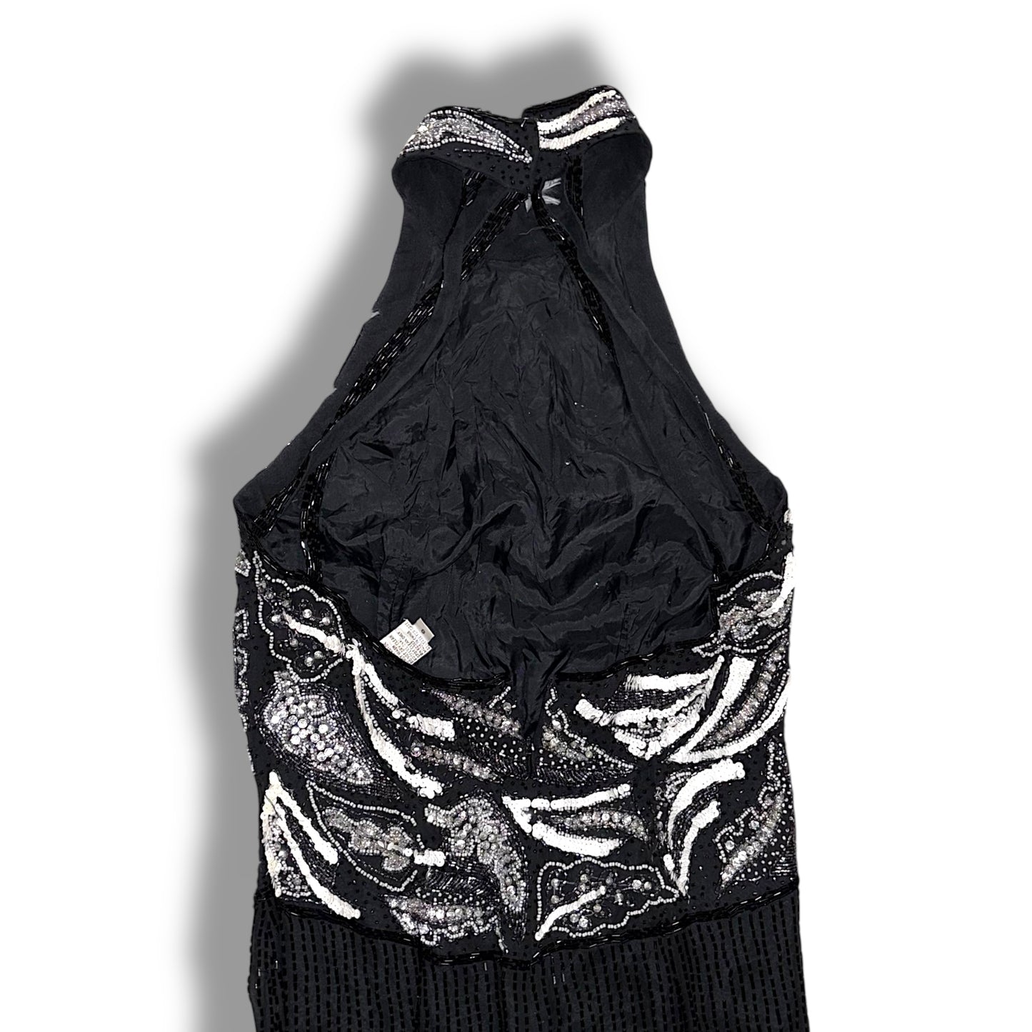 Luxury Vintage Dress Silk Black Tie Oleg Cassini (S)