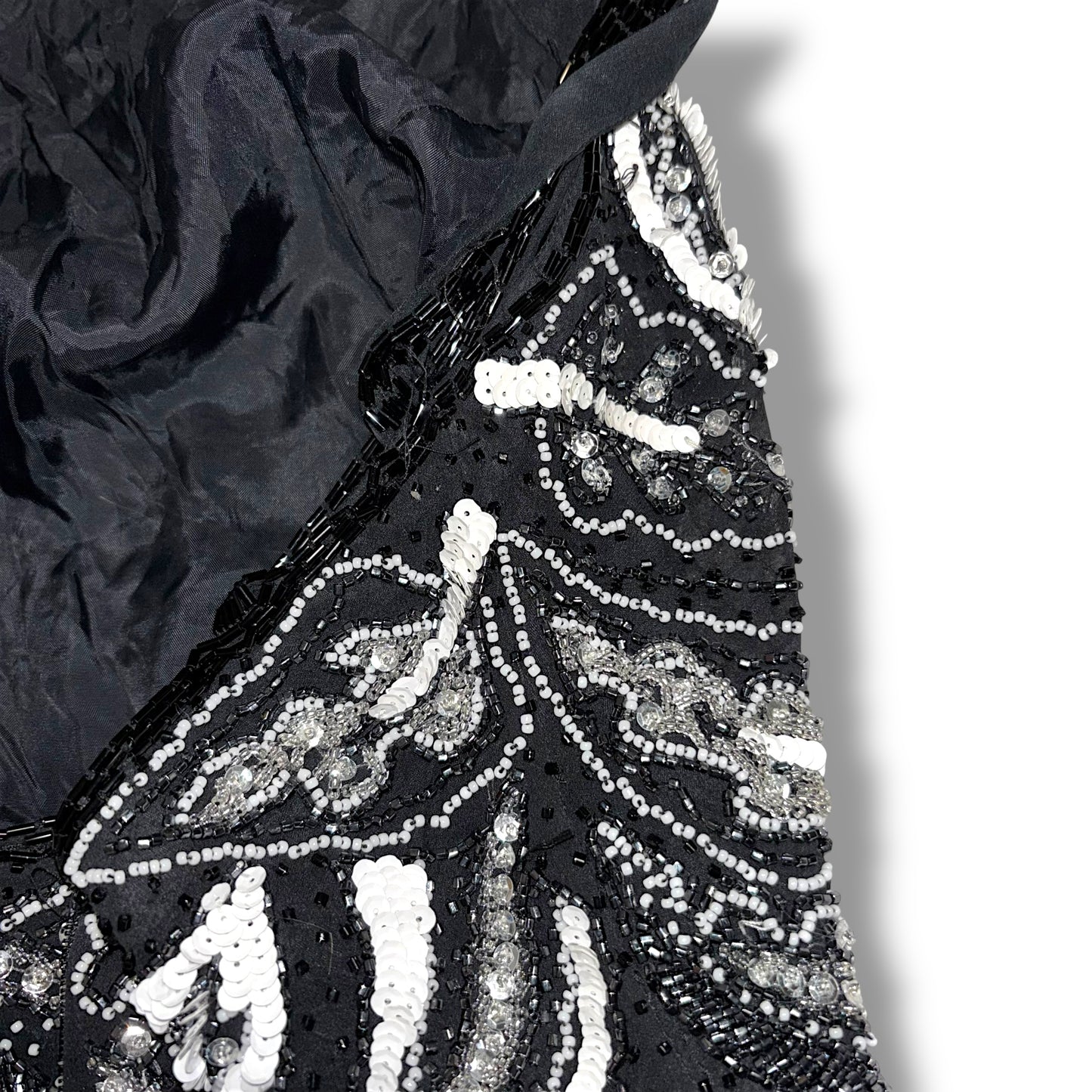 Luxury Vintage Dress Silk Black Tie Oleg Cassini (S)