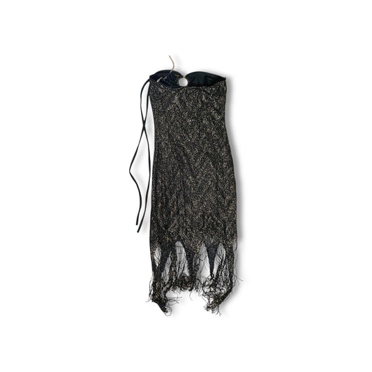 Halter Dress Bodycon Vintage Fringed Gold (S) - Fashion Aftermath