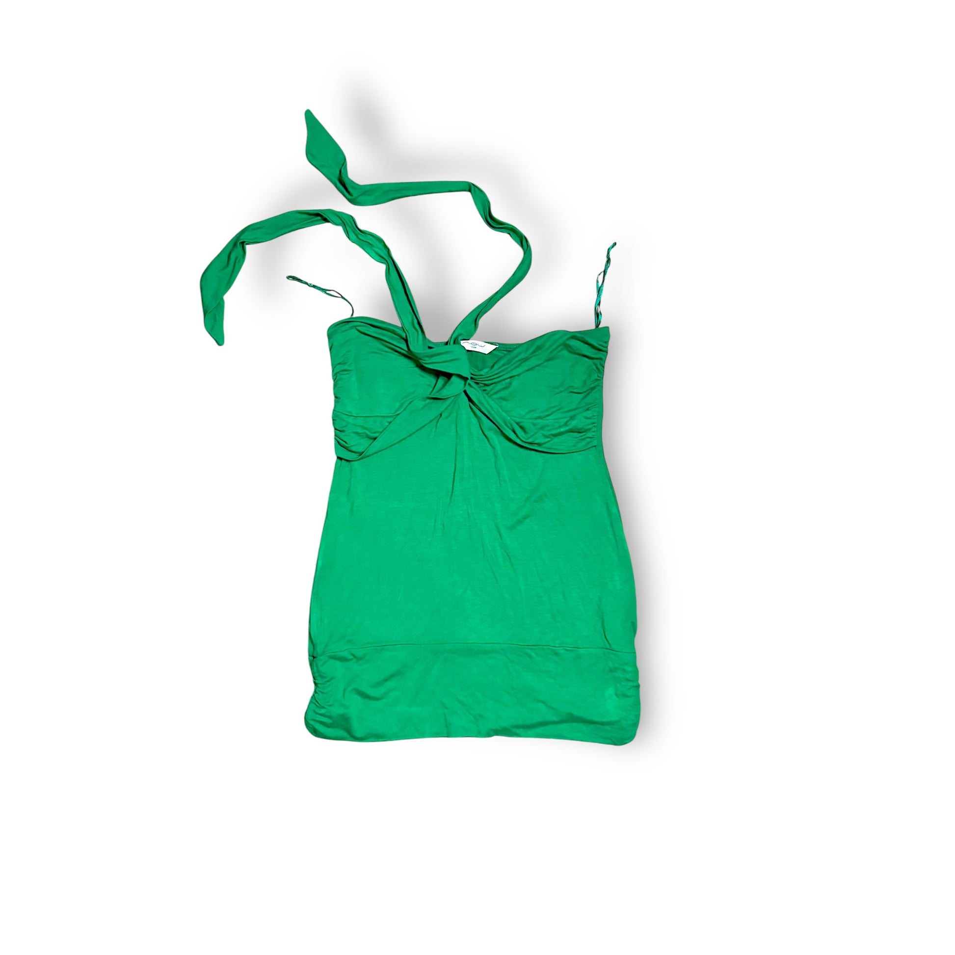 Y2K top - green tube top - vintage clothing - thrift store - vintage store - London - sustainable fashion with fashion aftermath 