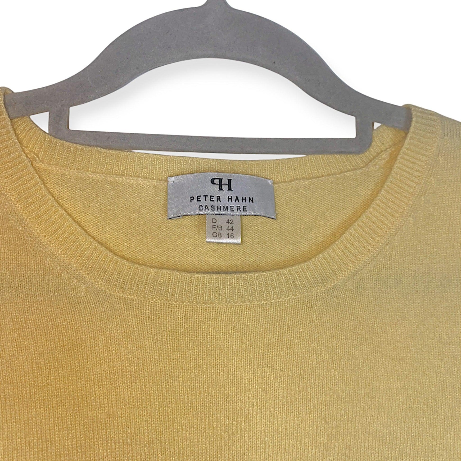 100% Cashmere Jumper Top Yellow Peter Hahn (L) - Fashion Aftermath