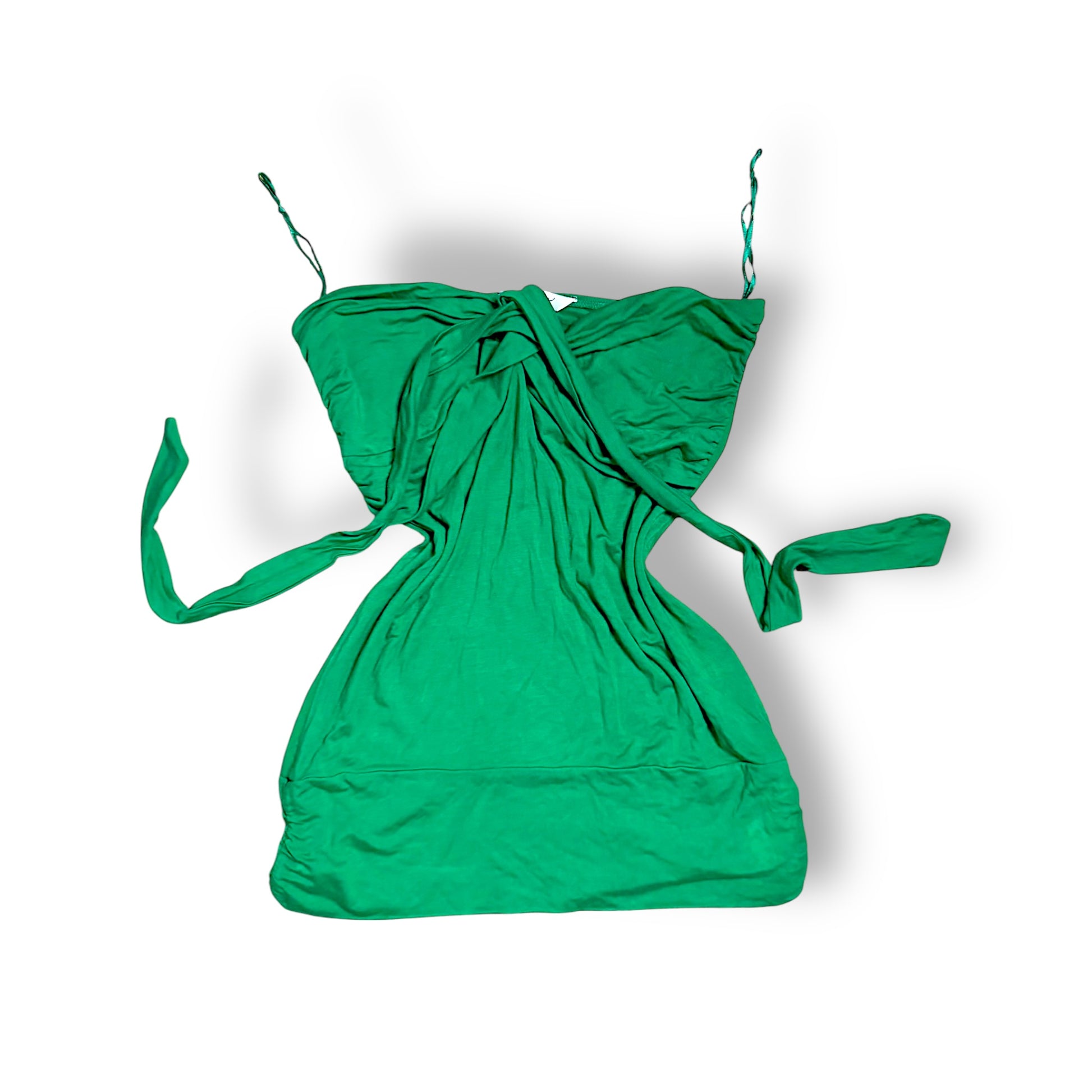 Y2K top - green tube top - vintage clothing - thrift store - vintage store - London - sustainable fashion with fashion aftermath 