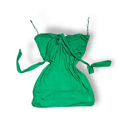 Y2K top - green tube top - vintage clothing - thrift store - vintage store - London - sustainable fashion with fashion aftermath 