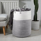Laundry basket cotton clothing bag white grey