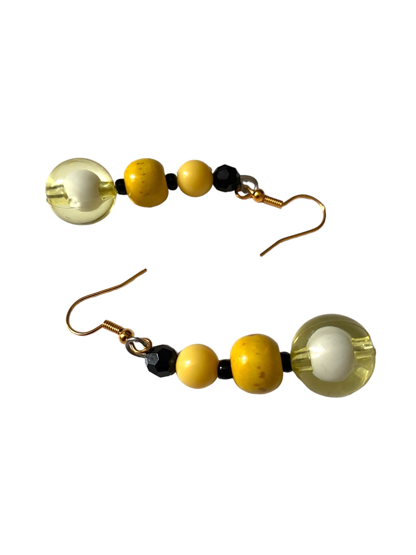 Vintage Earrings Yellow Beads Costume Jewelry Handmade