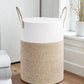 Laundry basket cotton clothing bag white beige