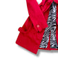 Y2K Trench Coat Zebra Accents Signal Red (S)
