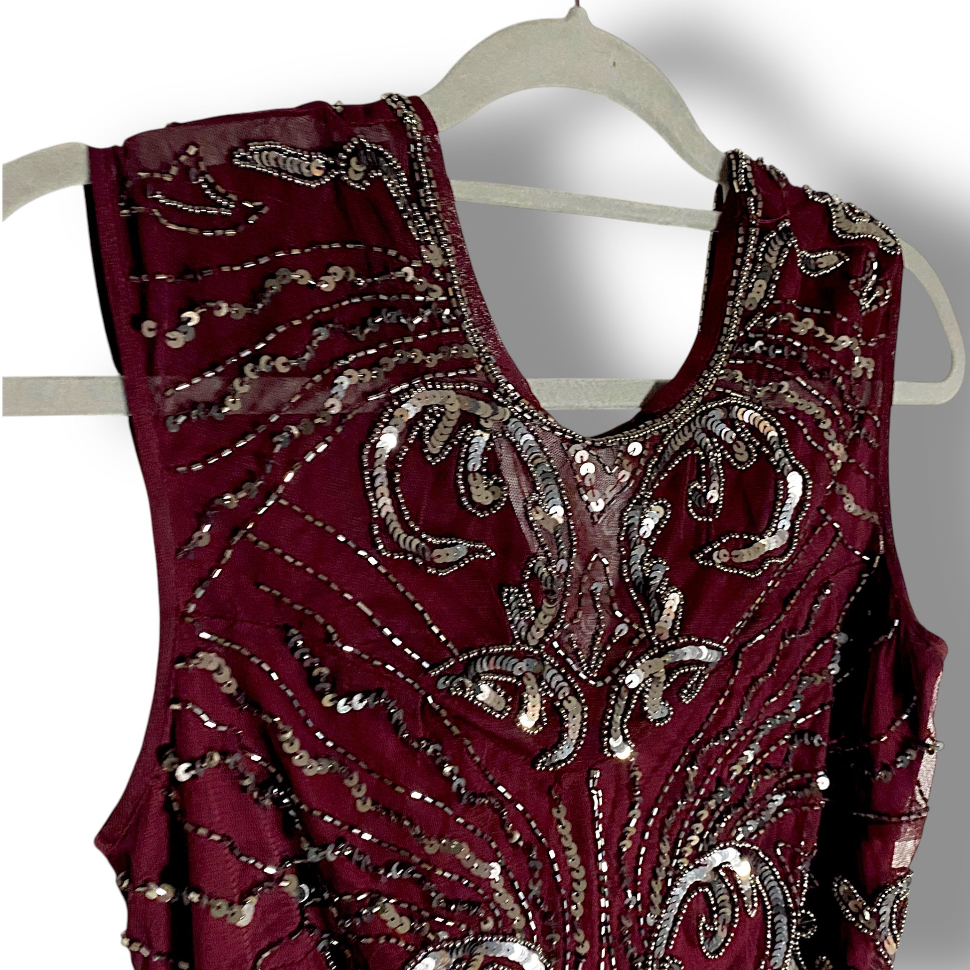 LACE & BEAD Sequin Midi Dress Vintage Party A-Line Y2K