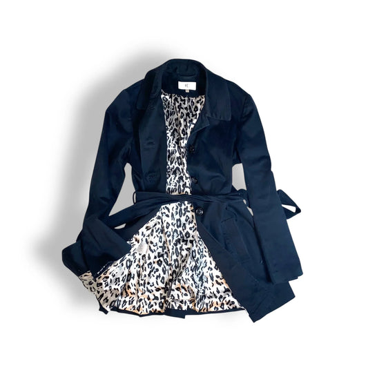 Trench coat women navy silk - Fashion Aftermath