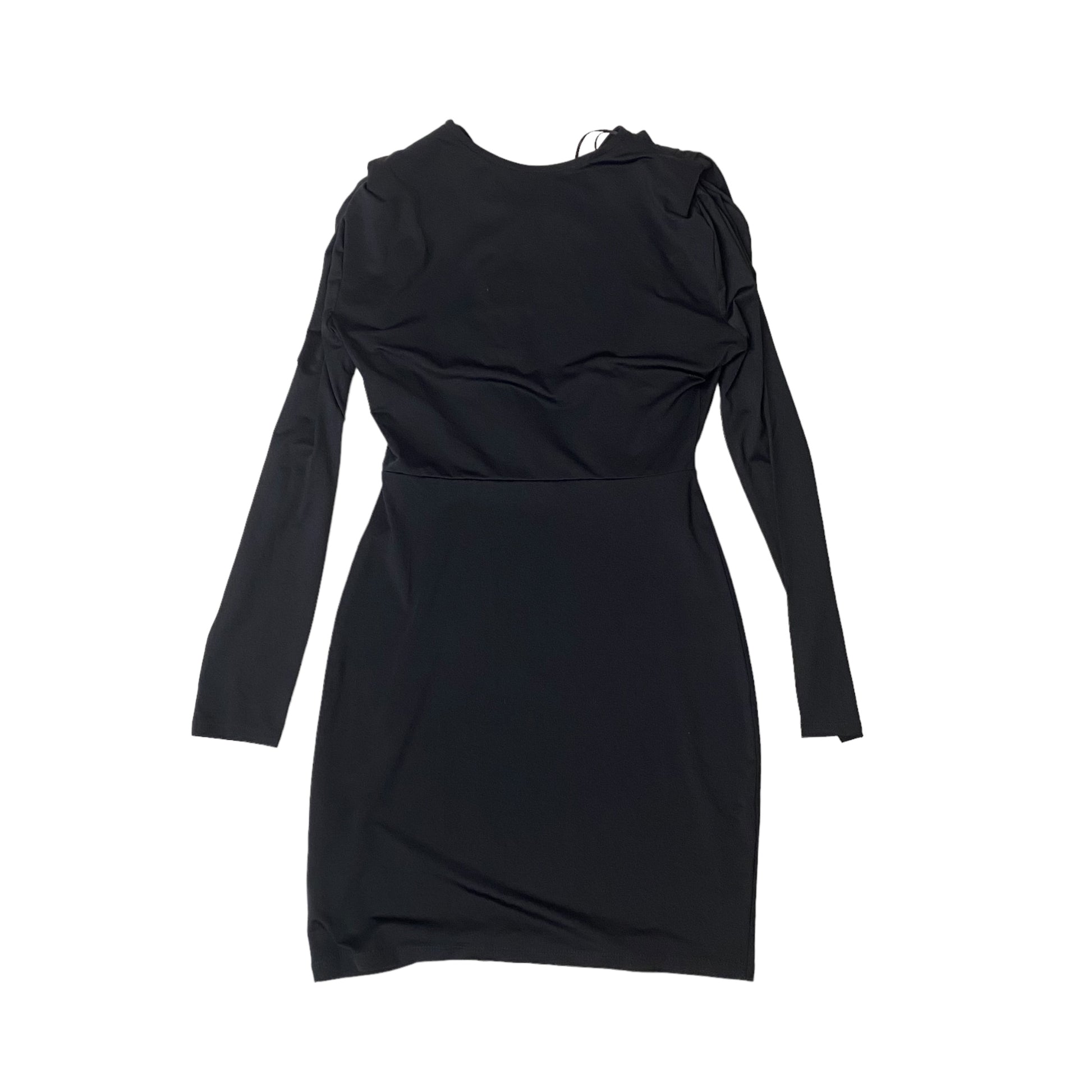 Shoulder Pad Black Dress Elastic Mini Long Sleeve Slimming Shape - Fashion Aftermath