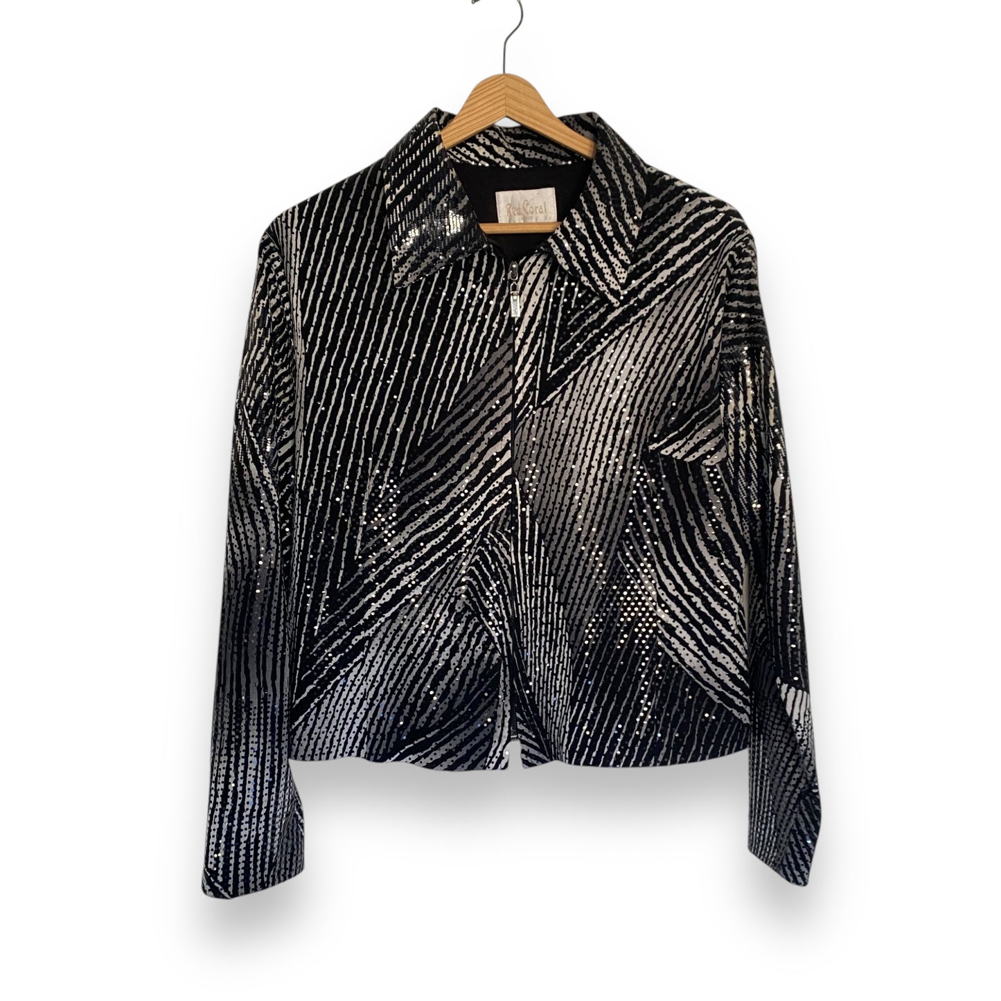 Vintage 90s Sequin Statement Jacket Zebra Look (M)