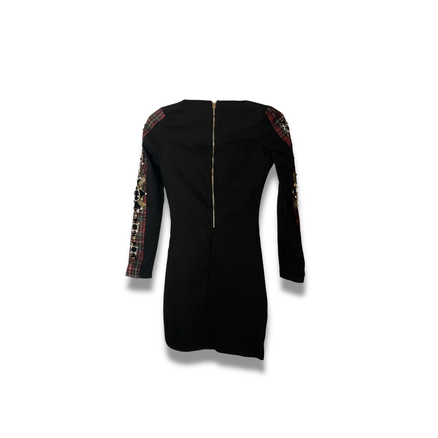 Vintage Mini Dress Bodycon Embellished Sleeves (XS) - Fashion Aftermath