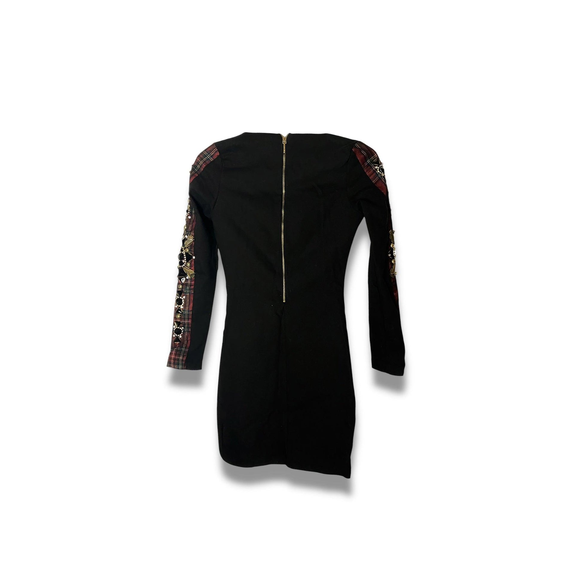Vintage Mini Dress Bodycon Embellished Sleeves (XS) - Fashion Aftermath