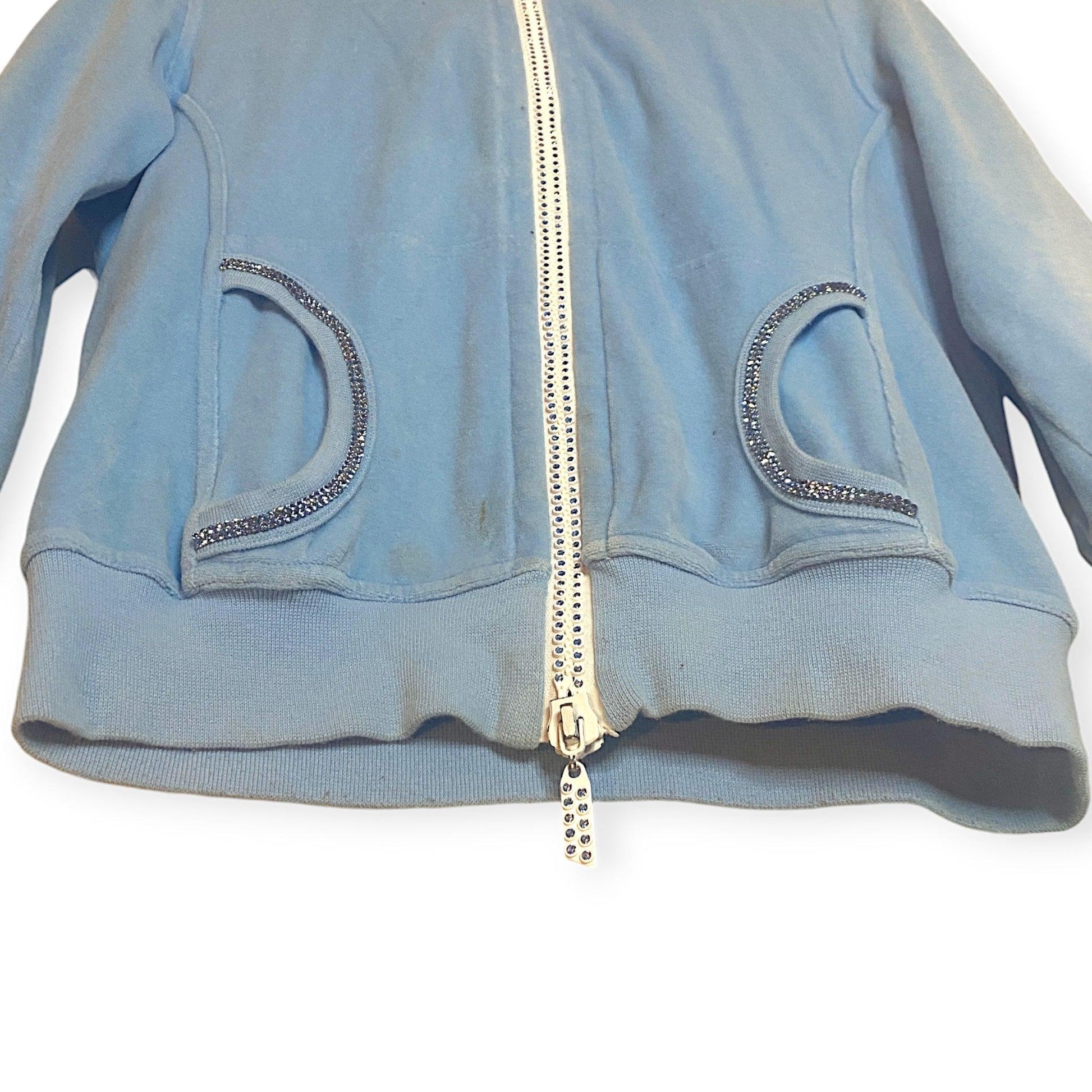 Y2K Sweatshirt Velour Baby Blue (XS/S) - Fashion Aftermath