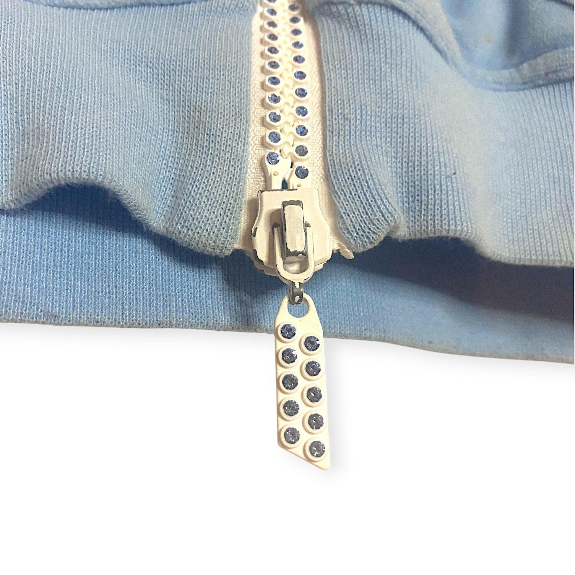 Y2K Sweatshirt Velour Baby Blue (XS/S) - Fashion Aftermath
