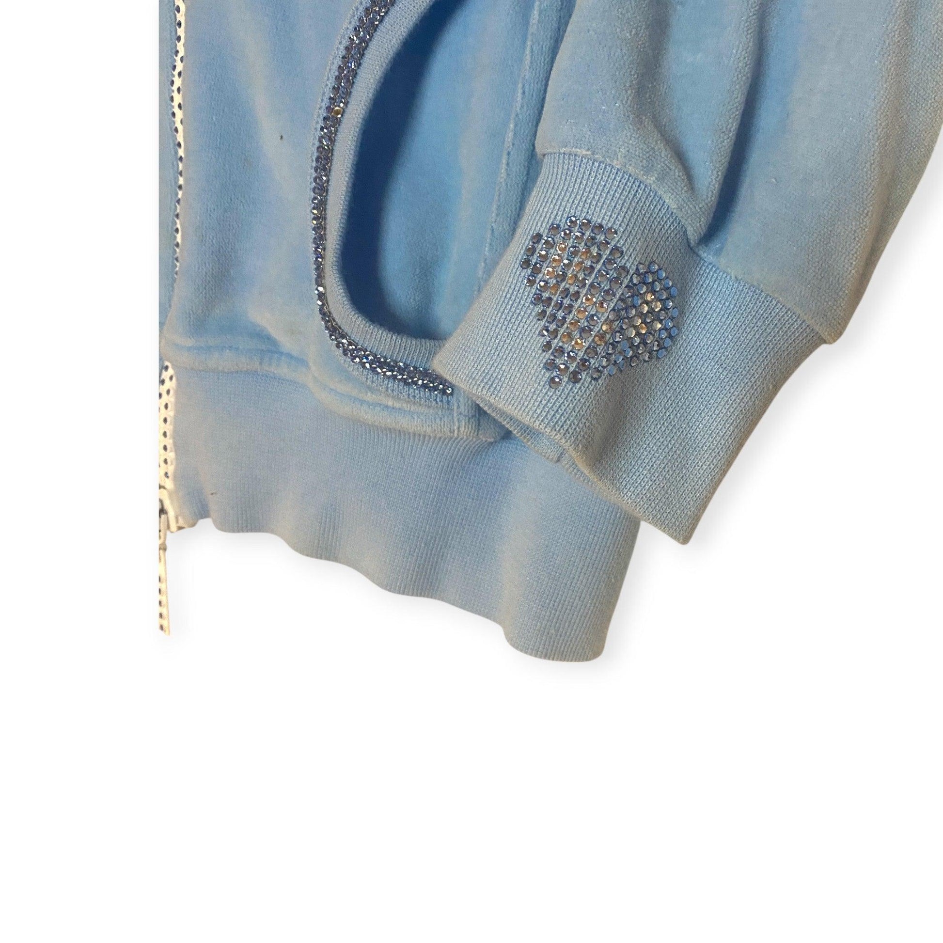 Y2K Sweatshirt Velour Baby Blue (XS/S) - Fashion Aftermath