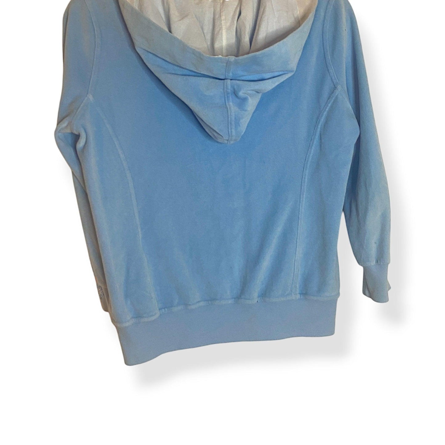 Y2K Sweatshirt Velour Baby Blue (XS/S) - Fashion Aftermath