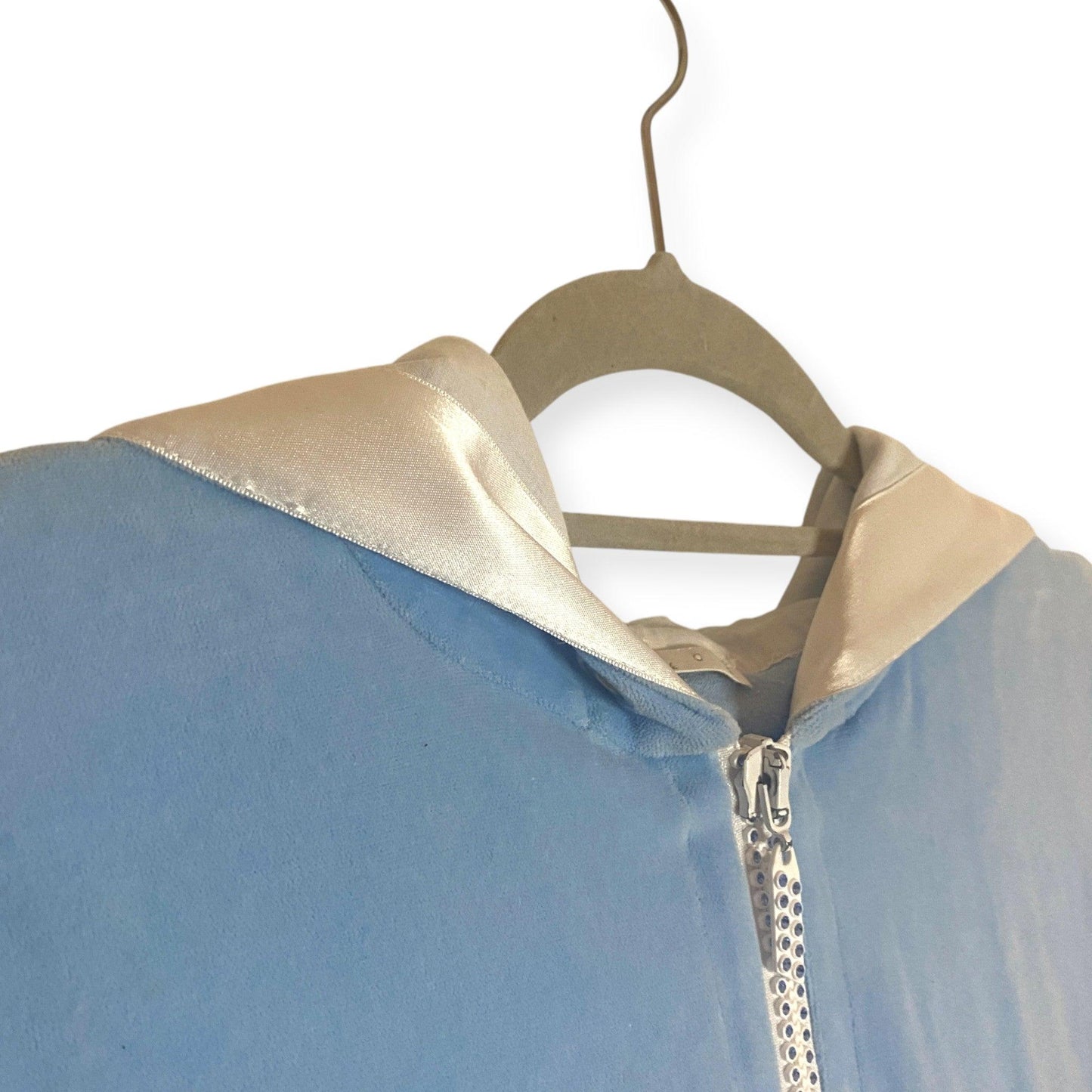 Y2K Sweatshirt Velour Baby Blue (XS/S) - Fashion Aftermath