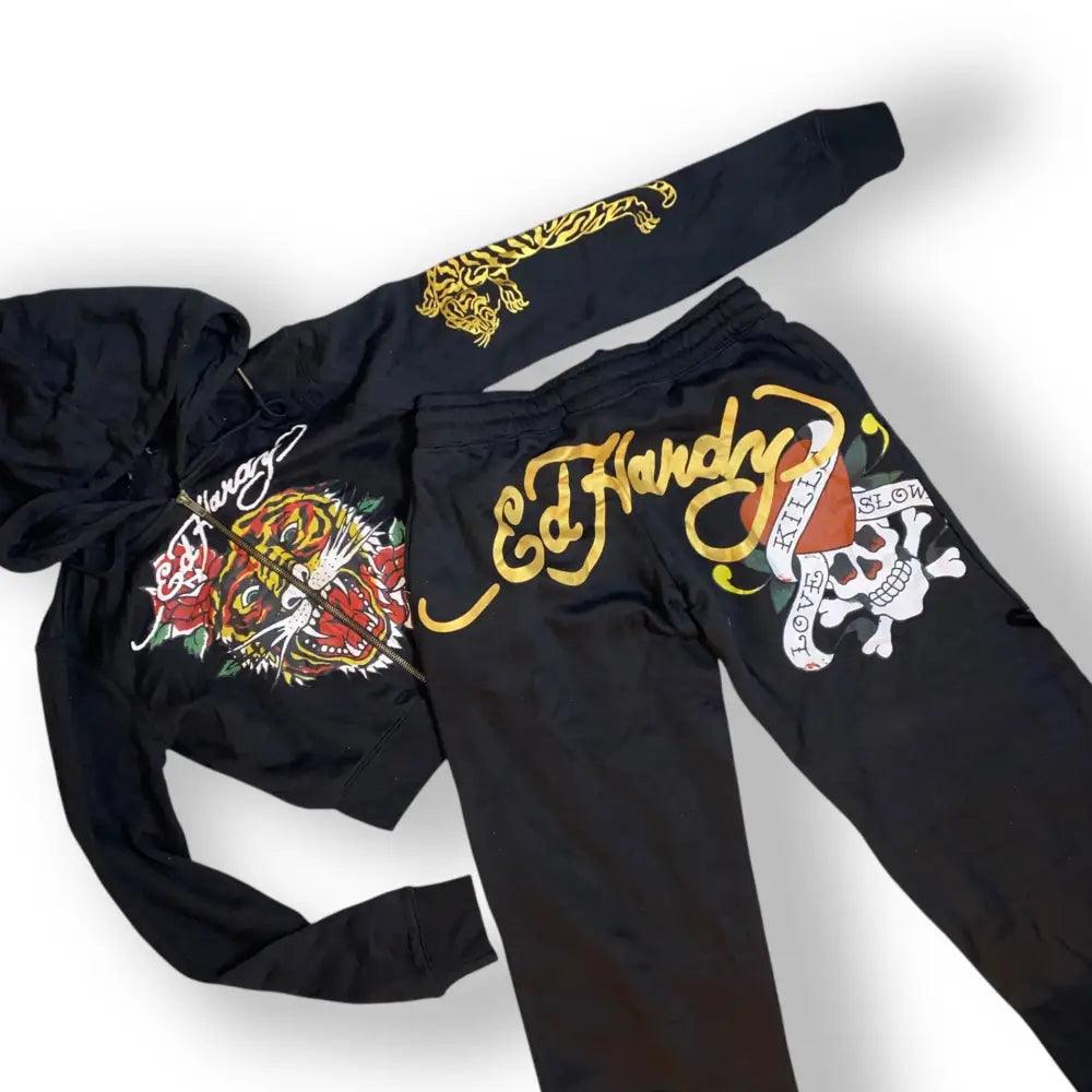Ed hardy tracksuit black womens S - Fashion Aftermath